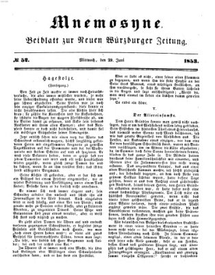 Mnemosyne (Neue Würzburger Zeitung) Mittwoch 29. Juni 1853