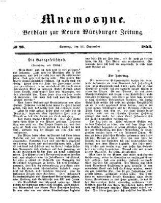 Mnemosyne (Neue Würzburger Zeitung) Sonntag 11. September 1853