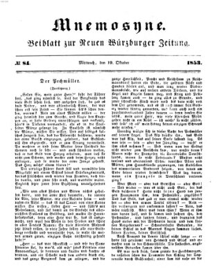 Mnemosyne (Neue Würzburger Zeitung) Mittwoch 19. Oktober 1853