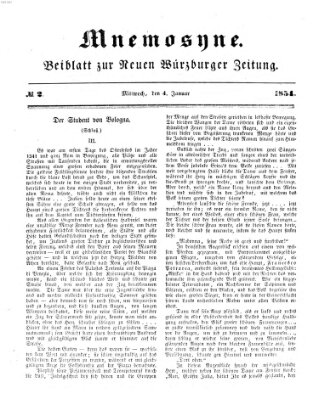 Mnemosyne (Neue Würzburger Zeitung) Mittwoch 4. Januar 1854