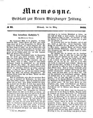 Mnemosyne (Neue Würzburger Zeitung) Mittwoch 14. März 1855