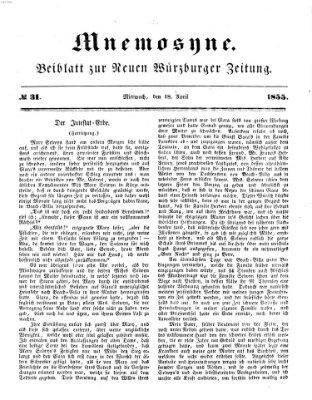 Mnemosyne (Neue Würzburger Zeitung) Mittwoch 18. April 1855