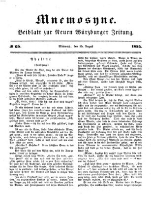 Mnemosyne (Neue Würzburger Zeitung) Mittwoch 15. August 1855