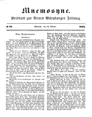 Mnemosyne (Neue Würzburger Zeitung) Mittwoch 10. Oktober 1855