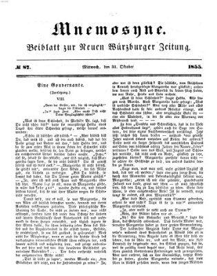 Mnemosyne (Neue Würzburger Zeitung) Mittwoch 31. Oktober 1855