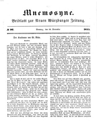 Mnemosyne (Neue Würzburger Zeitung) Sonntag 18. November 1855