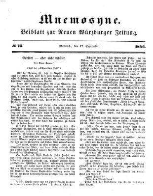 Mnemosyne (Neue Würzburger Zeitung) Mittwoch 17. September 1856