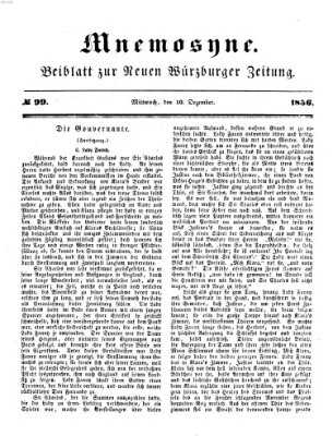 Mnemosyne (Neue Würzburger Zeitung) Mittwoch 10. Dezember 1856