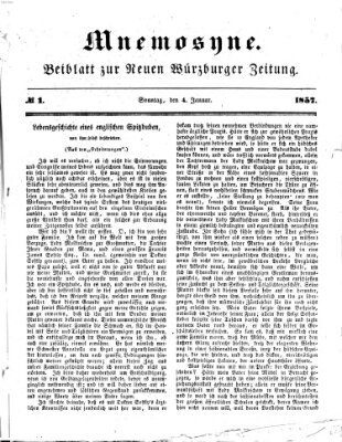 Mnemosyne (Neue Würzburger Zeitung) Sonntag 4. Januar 1857