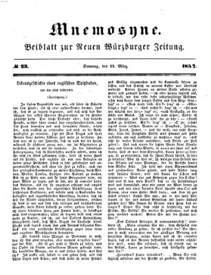 Mnemosyne (Neue Würzburger Zeitung) Sonntag 22. März 1857