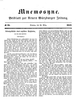 Mnemosyne (Neue Würzburger Zeitung) Sonntag 29. März 1857
