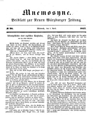 Mnemosyne (Neue Würzburger Zeitung) Mittwoch 1. April 1857
