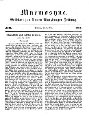 Mnemosyne (Neue Würzburger Zeitung) Sonntag 5. April 1857
