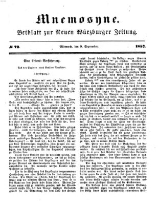 Mnemosyne (Neue Würzburger Zeitung) Mittwoch 9. September 1857