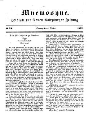 Mnemosyne (Neue Würzburger Zeitung) Sonntag 4. Oktober 1857