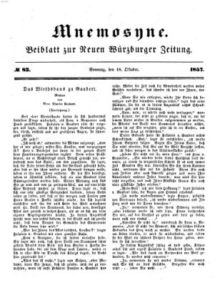 Mnemosyne (Neue Würzburger Zeitung) Sonntag 18. Oktober 1857