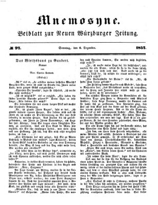 Mnemosyne (Neue Würzburger Zeitung) Sonntag 6. Dezember 1857