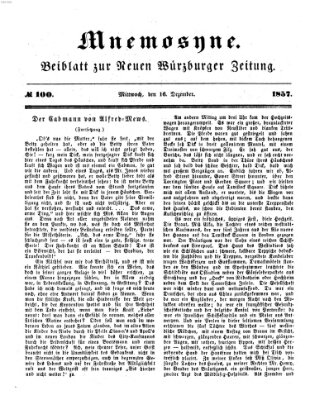 Mnemosyne (Neue Würzburger Zeitung) Mittwoch 16. Dezember 1857