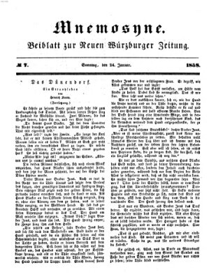 Mnemosyne (Neue Würzburger Zeitung) Sonntag 24. Januar 1858
