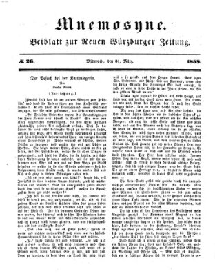 Mnemosyne (Neue Würzburger Zeitung) Mittwoch 31. März 1858