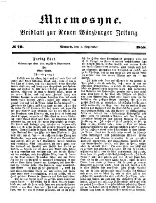 Mnemosyne (Neue Würzburger Zeitung) Mittwoch 1. September 1858