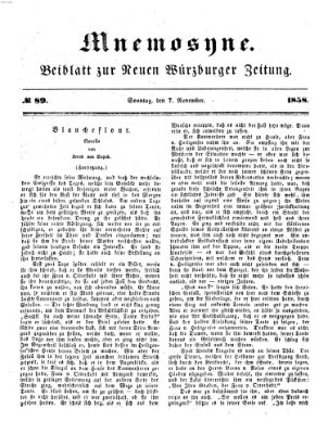 Mnemosyne (Neue Würzburger Zeitung) Sonntag 7. November 1858
