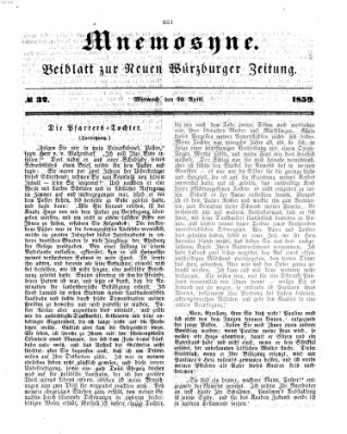 Mnemosyne (Neue Würzburger Zeitung) Mittwoch 20. April 1859