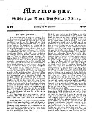 Mnemosyne (Neue Würzburger Zeitung) Sonntag 25. September 1859