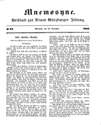 Mnemosyne (Neue Würzburger Zeitung) Mittwoch 16. November 1859