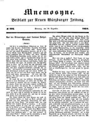 Mnemosyne (Neue Würzburger Zeitung) Sonntag 18. Dezember 1859