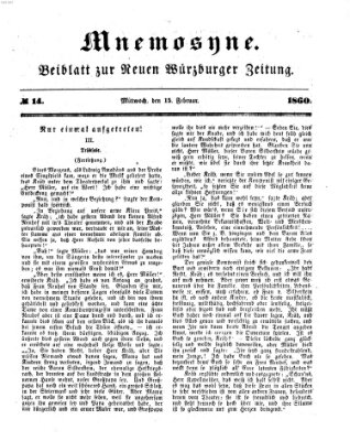 Mnemosyne (Neue Würzburger Zeitung) Mittwoch 15. Februar 1860