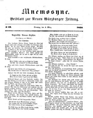 Mnemosyne (Neue Würzburger Zeitung) Sonntag 4. März 1860