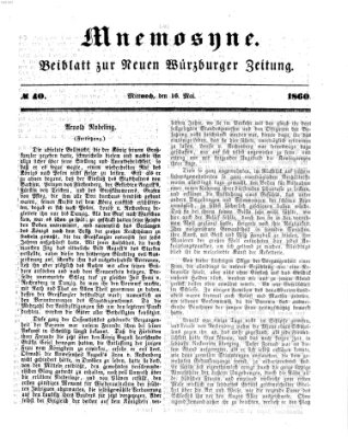 Mnemosyne (Neue Würzburger Zeitung) Mittwoch 16. Mai 1860