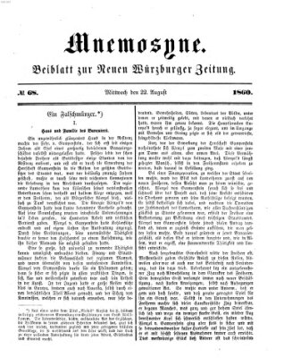 Mnemosyne (Neue Würzburger Zeitung) Mittwoch 22. August 1860