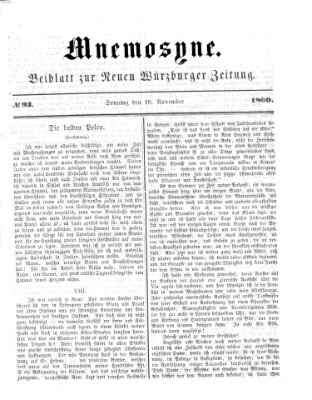 Mnemosyne (Neue Würzburger Zeitung) Sonntag 18. November 1860