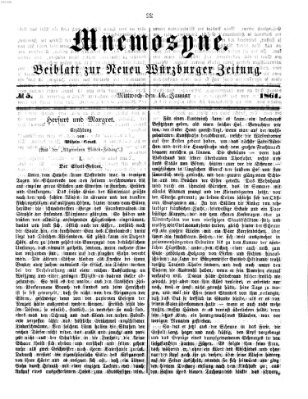 Mnemosyne (Neue Würzburger Zeitung) Mittwoch 16. Januar 1861