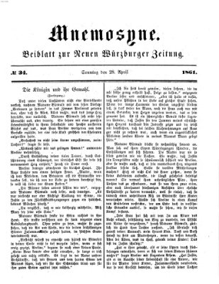Mnemosyne (Neue Würzburger Zeitung) Sonntag 28. April 1861