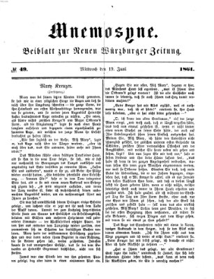Mnemosyne (Neue Würzburger Zeitung) Mittwoch 19. Juni 1861