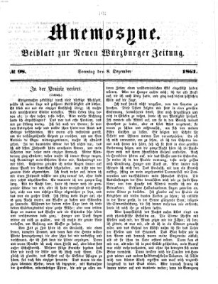 Mnemosyne (Neue Würzburger Zeitung) Sonntag 8. Dezember 1861