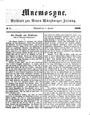 Mnemosyne (Neue Würzburger Zeitung) Mittwoch 1. Januar 1862