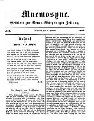 Mnemosyne (Neue Würzburger Zeitung) Mittwoch 8. Januar 1862