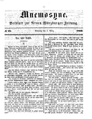 Mnemosyne (Neue Würzburger Zeitung) Sonntag 2. März 1862