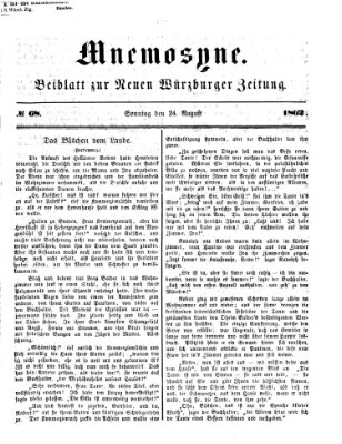 Mnemosyne (Neue Würzburger Zeitung) Sonntag 24. August 1862