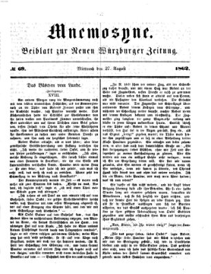 Mnemosyne (Neue Würzburger Zeitung) Mittwoch 27. August 1862