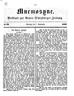 Mnemosyne (Neue Würzburger Zeitung) Sonntag 7. September 1862