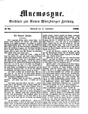 Mnemosyne (Neue Würzburger Zeitung) Mittwoch 17. September 1862
