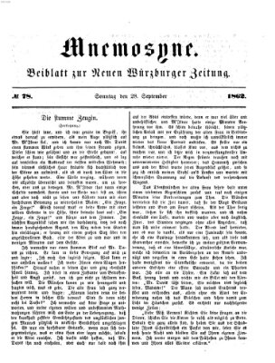 Mnemosyne (Neue Würzburger Zeitung) Sonntag 28. September 1862