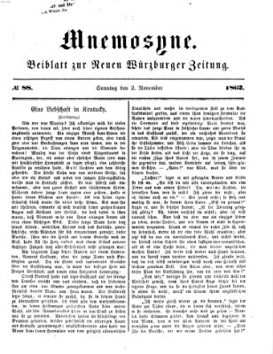 Mnemosyne (Neue Würzburger Zeitung) Sonntag 2. November 1862