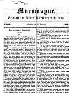 Mnemosyne (Neue Würzburger Zeitung) Sonntag 28. Dezember 1862