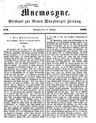Mnemosyne (Neue Würzburger Zeitung) Sonntag 11. Januar 1863